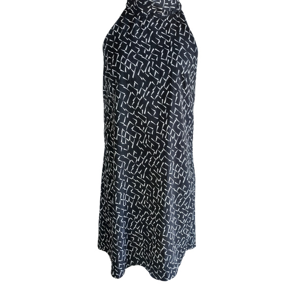 Banana Republic Womens Turtleneck Sleeveless Geometric Mini Dress Black Size 4 - Picture 5 of 8